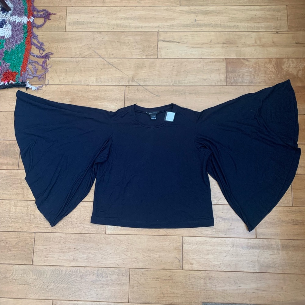 Club Monaco Navy Bell Sleeve Jersey Top M